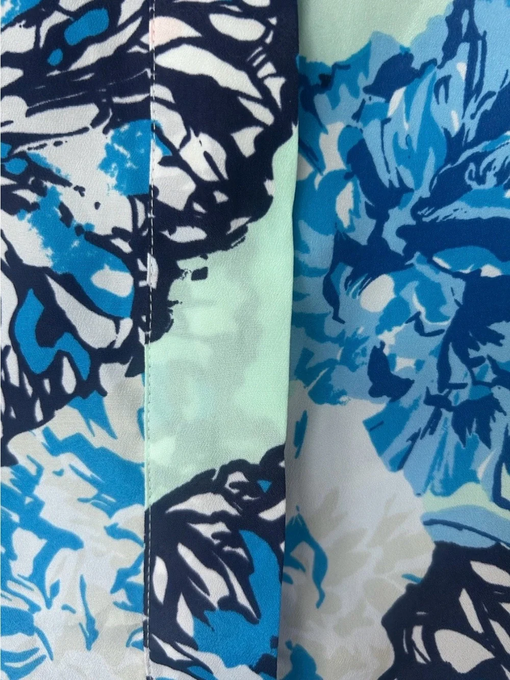 J.Crew Floral Sleeveless Hidden Button Blouse Blue Aqua Size 8